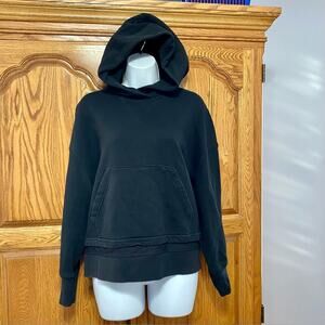 Lululemon Warm Down Hoodie Womens Size 10 Black Workout Mesh Hem Sweatshirt